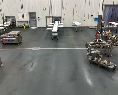 Epoxy commercial flooring installation at Ohio produce packaging plant