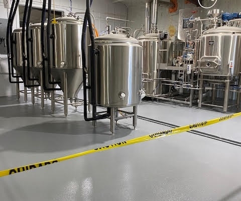 Epoxy flooring installation in Fredericksburg Texas Brewery