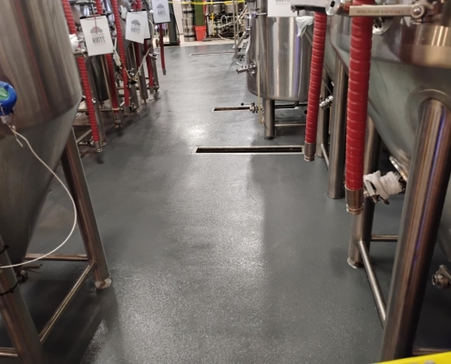 Epoxy flooring installation in Waxahachie Texas Brewery